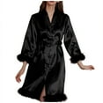 thumbnail image 1 of Agkizg Plus Size Women's Silk Satin Bathrobe,Long Robes for Women's House Robes,Womens Casual Feathers Silk Robe 3/4 Sleeve Bathrobe Morning Gown Loungewear Sleepwear, 1 of 4