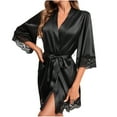 thumbnail image 1 of Agkizg Plus Size Women's Silk Satin Bathrobe,Long Robes for Women's House Robes,Womens Solid Color Satin-Like Robe with Lace Hem Tie Front Long Bathrobe Sleepwear Loungewear Home Wear, 1 of 4