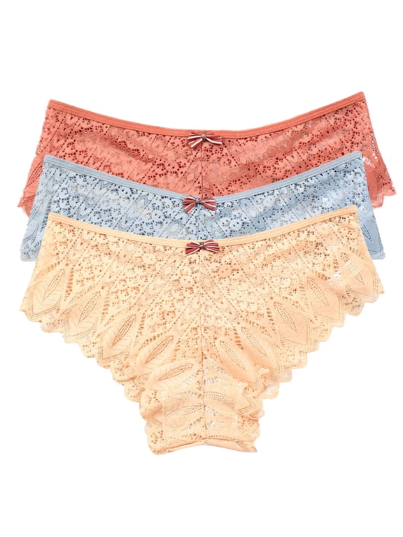 Plus Size Womens Panties,Breathable Underwear for 3pc Women Lingerie G-string Lace Briefs Underwear Panties T String Thongs Knick