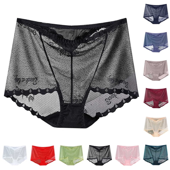Agkizg Plus Size Womens Panties,Breathable Underwear for Women Solid Color Underwear High Waisted Lace Tight and Breathable Underwear Panties