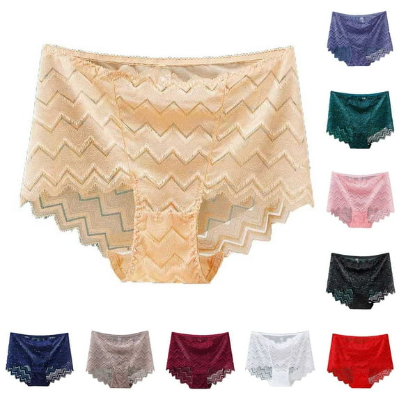 Agkizg Plus Size Womens Panties,Breathable Underwear for Women Solid Color Underwear High Waisted Lace Tight and Breathable Underwear Panties