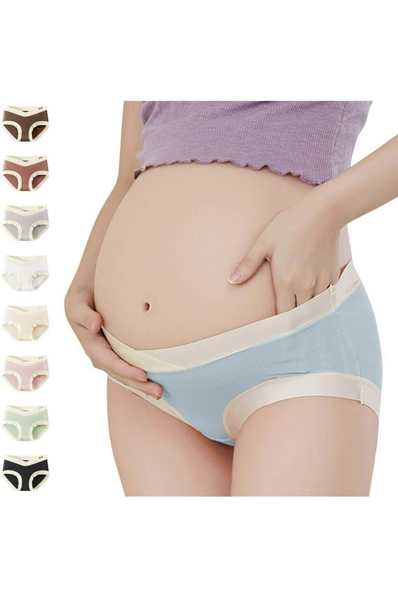 Plus Size Womens Panties,Breathable Underwear for Women's Color Block Ventilate Low Waist Lce Silk Abdominal Support-to-be Briefs