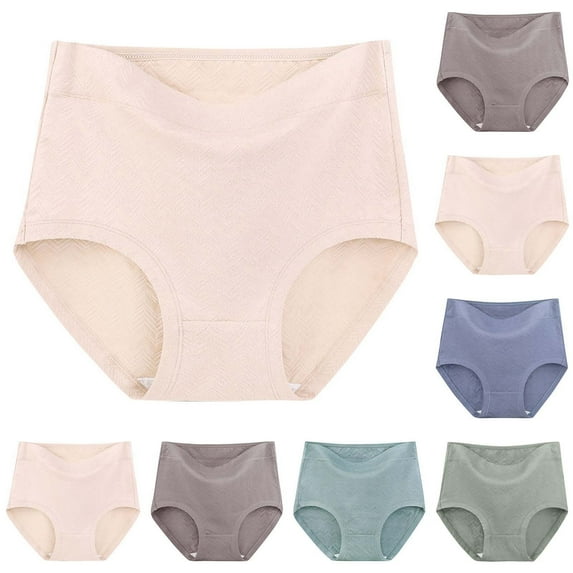 Agkizg Plus Size Womens Panties,Breathable Underwear for Women's High Waisted Soft Breathable Panties Stretch Briefs Seamless Ladies Briefs