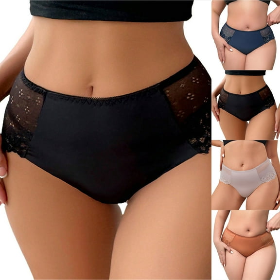 Agkizg Plus Size Womens Panties,Breathable Underwear for Women's High Waisted Underwear Soft Breathable Panties Stretch Briefs Seamless Ladies Briefs