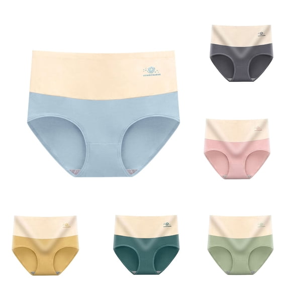Agkizg Plus Size Womens Panties,Breathable Underwear for Women's Large Size High Waist Tummy Butt Lift Printed Breathable Underwear Briefs