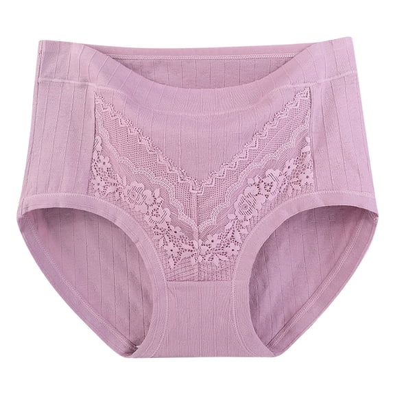 Agkizg Plus Size Womens Panties,Breathable Underwear for Women's Solid Lace Plus Size High Waist Leak Proof Cottons Crotch Shorts Underwear Panties