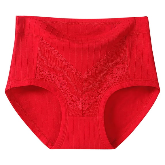 Agkizg Plus Size Womens Panties,Breathable Underwear for Women's Solid Lace Plus Size High Waist Leak Proof Cottons Crotch Shorts Underwear Panties