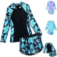 thumbnail image 1 of Agkizg Rashed Guard Bathing Suits Print Two Piece Long Sleeve Shorts Swimsuit Set Surfing Diving Beach Vacation Protection Swim Wear Swimsuits (Girl or Girl Plus), 1 of 6
