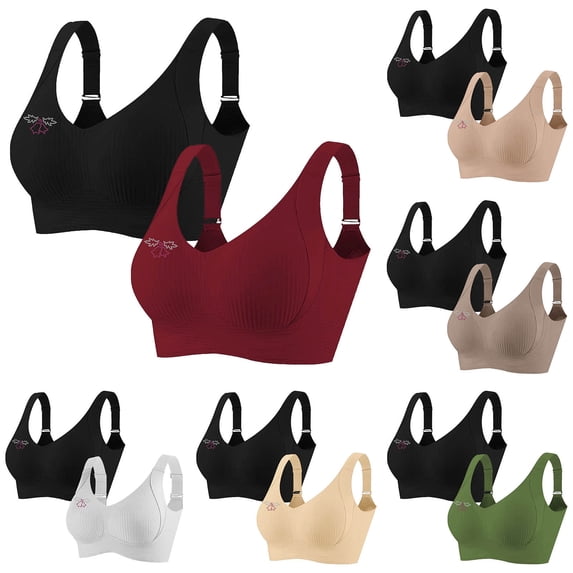 Agkizg Rhinestone Wireless Sports Bra Stretchy Breathable Fabric Comfortable Gym and Everyday Wear Bralette,2-Pack (Women's or Women's Plus)