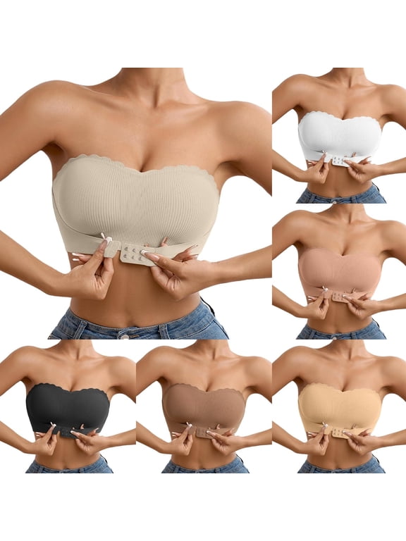 Seamless Wave Strapless Bra Front Closure Push Up Racerback Everyday Wear Bralette (Women's or Women's Plus)