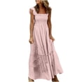 thumbnail image 1 of Agkizg Sleeveless Dress Solid Color Casual Summer Flowy Midi Sundress (Women's or Women's Plus),Sizes XL, 1 of 4
