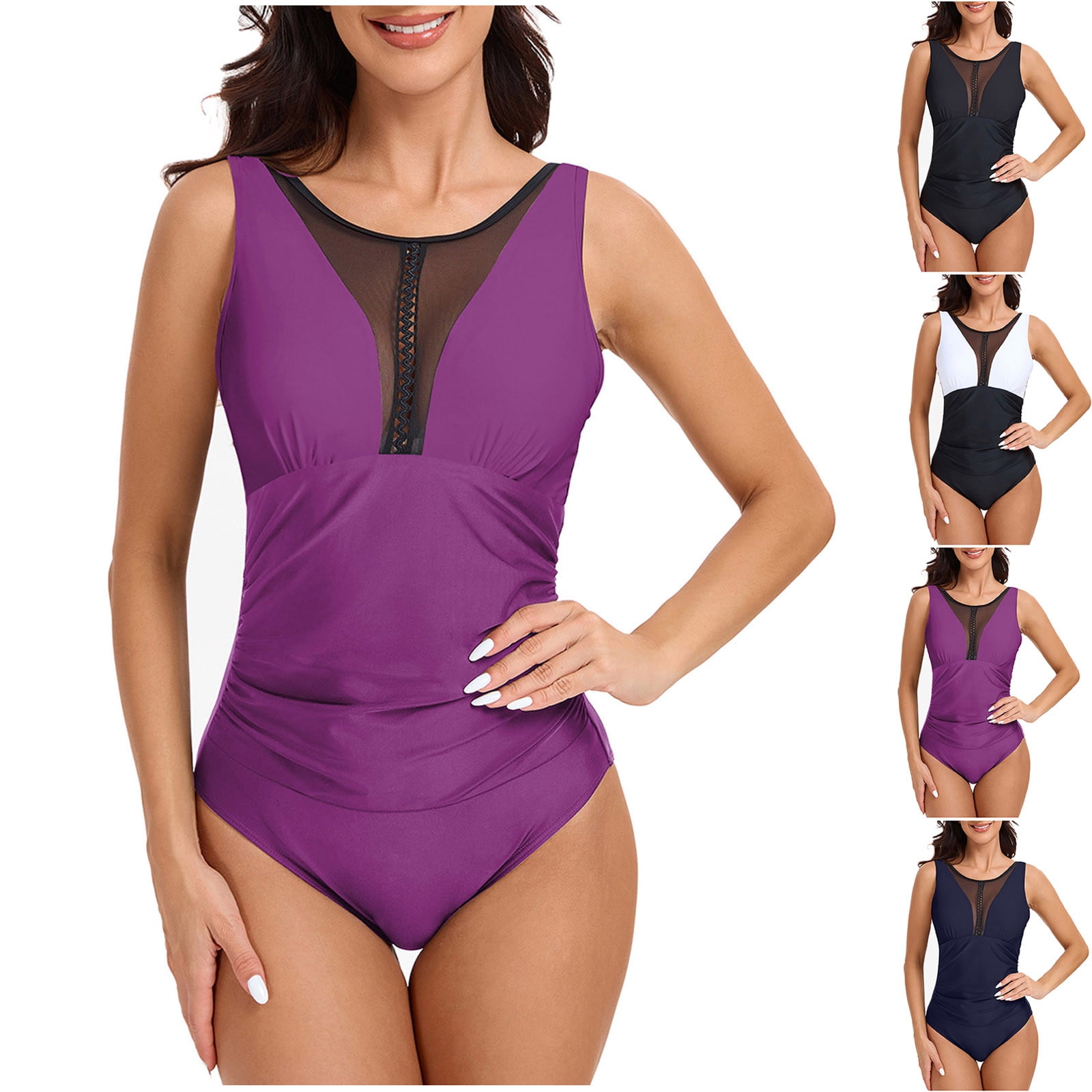 Agkizg Solid Color Mesh One Piece Rashed Guard,Slim Fitting Athletic ...
