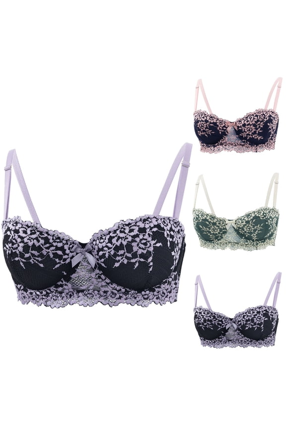 Solid Color Wireless Breathable Bra V-Neck Racerback Back Closure Push Up Comfortable Wear Bralette (Women's or Women's Plus)