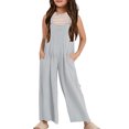 thumbnail image 1 of Agkizg Summer Girl's Casual Jumpsuits,Kids Wide Leg Pants,Girls Overalls Kids Casual Sleeveless Wide Leg Jumpsuit Loose Rompers With Pockets 4-14 Years, 1 of 5