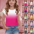 thumbnail image 1 of Agkizg Summer Girls Casual Tops Fashion Short Sleeve Tops Round Neck Gradient Color T Shirts Loose Fitting Cute Kids Clothes Tops, 1 of 4