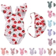 thumbnail image 1 of Agkizg Summer Plaid Ruffle Sleeve One-Piece Swimsuit And Matching Swim Cap Set for Infant Beach Pool Bathing Activities Swimsuits (Baby Girls), 1 of 6