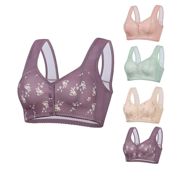 Agkizg Plus Size Womens Bras,T-Shirt Bras for Women Push Up Bras,Leopard-Print Front Buckles Underwear No Steel Close Bra, Sizes S-6XL