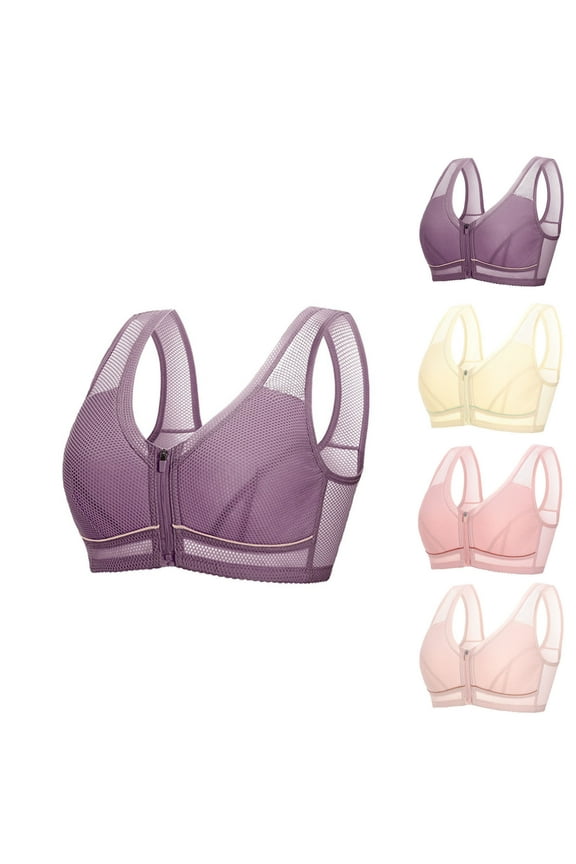 Plus Size Womens Bras,T-Shirt Bras for Women Push Up Bras,Leopard-Print Front Buckles Underwear No Steel Close Bra, Sizes S-6XL