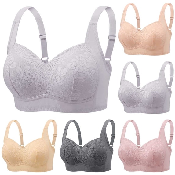 Agkizg Plus Size Womens Bras,T-Shirt Bras for Women Push Up Bras,Color Thin and Steel Hoop Gathered Breathable Underwear for Daily Bras, Sizes 36-44