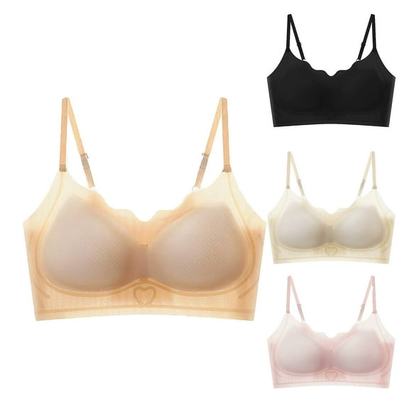 Agkizg for Womens Plus Size Bra,Women's Ice Silk Seamless Soft Support Lifting Underwear Semi Fixed Cup Gathering Sagging Sleep Bra,Sizes M-2XL