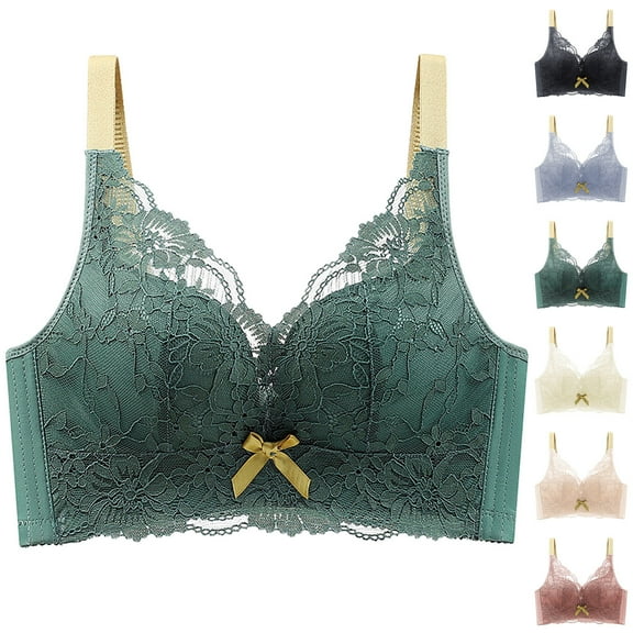 Agkizg Plus Size Womens Bras,T-Shirt Bras for Women Push Up Bras,Non-Magnetic No Steel Ring Thin Adjustable Bra Gathered Comfortable Lace Bra Daily Bra, Sizes M-2XL