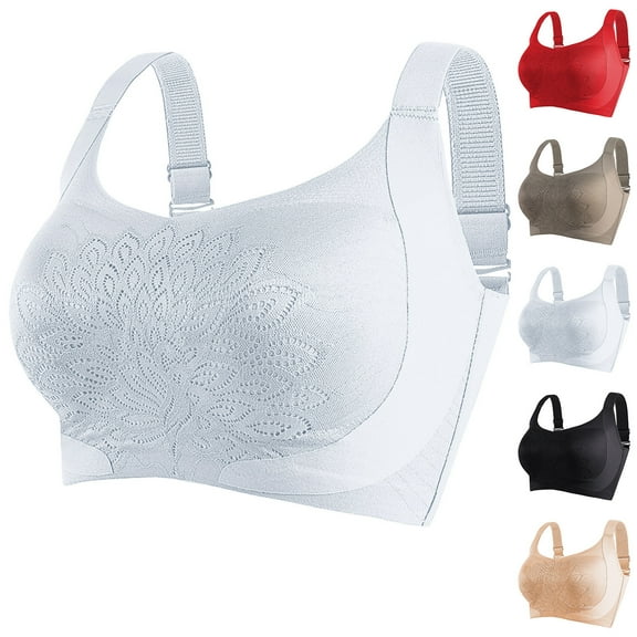 Agkizg Plus Size Womens Bras,T-Shirt Bras for Women Push Up Bras,Non-Magnetic No Steel Ring Thin Adjustable Bra Gathered Comfortable Lace Bra Daily Bra, Sizes M-5XL
