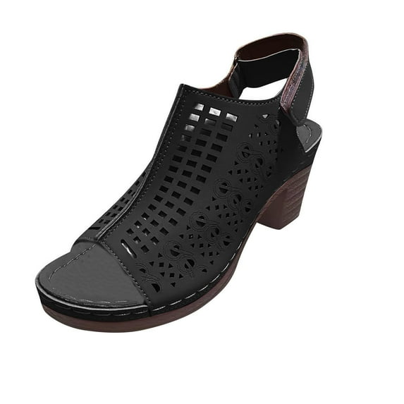 Agkizg Summer Wedge Sandals for Women Open Toe Thick Soles Slide Sandals Casual Slippers Beach Sandals Comfortable Shoes Black, Size 7