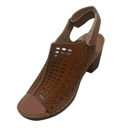 Agkizg Summer Wedge Sandals for Women Open Toe Thick Soles Slide Sandals Casual Slippers Beach Sandals Comfortable Shoes Brown, Size 6