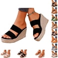 thumbnail image 1 of Agkizg Summer Wedge Sandals for Women Open Toe Thick Soles Slide Sandals Casual Slippers Beach Sandals Comfortable Shoes Brown, Size 6, 1 of 6