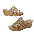 thumbnail image 1 of Agkizg Summer Wedge Sandals for Women Open Toe Thick Soles Slide Sandals Casual Slippers Beach Sandals Comfortable Shoes Gold, Size 5.5, 1 of 5