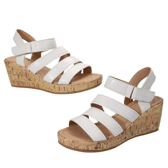 Agkizg Summer Wedge Sandals for Women Open Toe Thick Soles Slide Sandals Casual Slippers Beach Sandals Comfortable Shoes White, Size 9
