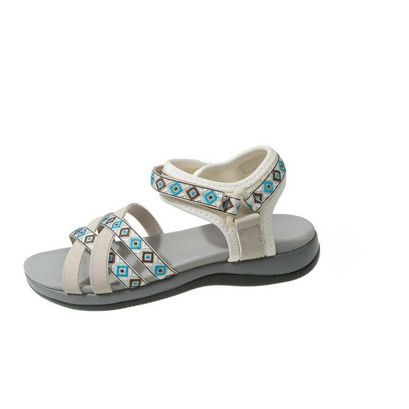 Agkizg Summer Women Sandals Low Heel Slide Sandals Casual Slippers Open Toe Beach Sandals Comfortable Shoes Beige, Size 5.5