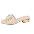 thumbnail image 1 of Agkizg Summer Women Sandals Low Heel Slide Sandals Casual Slippers Open Toe Beach Sandals Comfortable Shoes Beige, Size 5.5, 1 of 5