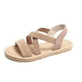 thumbnail image 1 of Agkizg Summer Women Sandals Low Heel Slide Sandals Casual Slippers Open Toe Beach Sandals Comfortable Shoes Beige, Size 6.5, 1 of 5