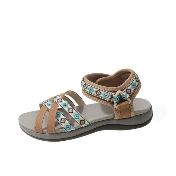 Agkizg Summer Women Sandals Low Heel Slide Sandals Casual Slippers Open Toe Beach Sandals Comfortable Shoes Brown, Size 5.5