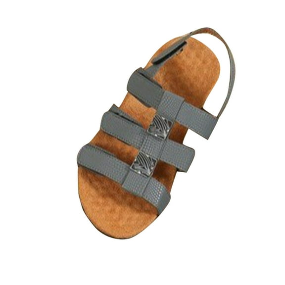 Agkizg Summer Women Sandals Low Heel Slide Sandals Casual Slippers Open Toe Beach Sandals Comfortable Shoes Gray, Size 5.5