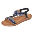 thumbnail image 1 of Agkizg Summer Women Sandals Low Heel Slide Sandals Casual Slippers Open Toe Beach Sandals Comfortable Shoes Navy, Size 9.5, 1 of 5