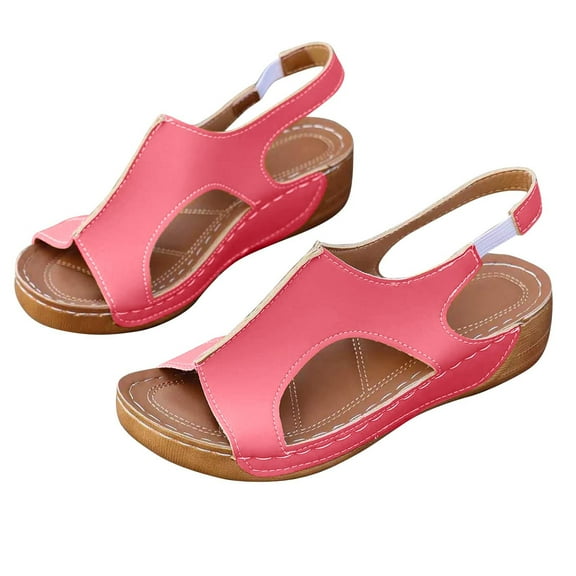 Agkizg Summer Women Sandals Low Heel Slide Sandals Casual Slippers Open Toe Beach Sandals Comfortable Shoes Pink, Size 7