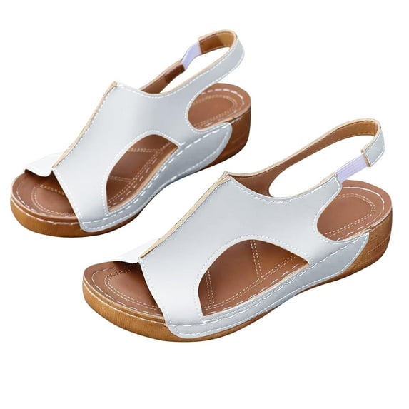 Agkizg Summer Women Sandals Low Heel Slide Sandals Casual Slippers Open Toe Beach Sandals Comfortable Shoes White, Size 8.5