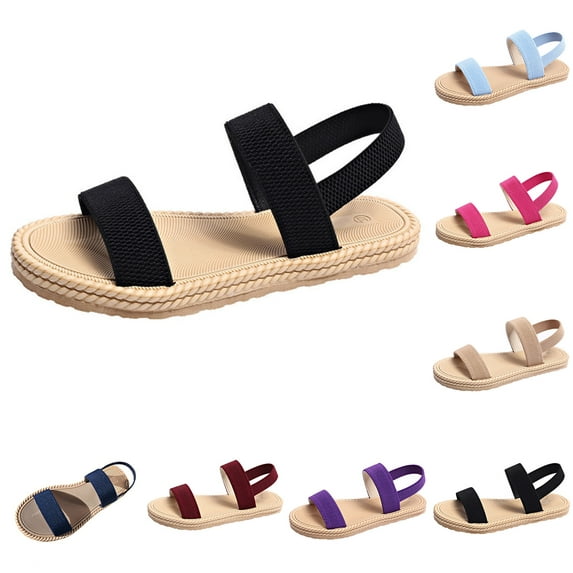 Agkizg Summer Women Sandals Low Heel Slide Sandals Casual Slippers Open Toe Beach Sandals Comfortable Shoes Wine, Size 6.5