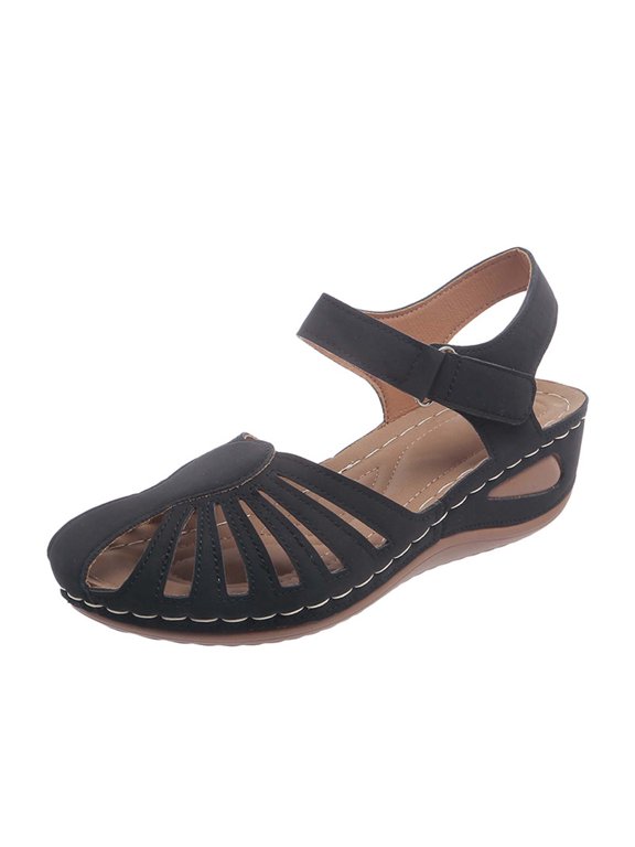 Summer Women Sandals Thick Soles Slide Sandals with Arch Support Casual Slippers Beach Sandals Comfortable Shoes Black, Size 9.5