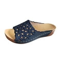 thumbnail image 1 of Agkizg Summer Women Sandals Thick Soles Slide Sandals with Arch Support Casual Slippers Beach Sandals Comfortable Shoes Dark Blue, Size 6.5, 1 of 5