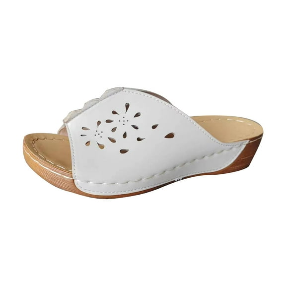 Agkizg Summer Women Sandals Thick Soles Slide Sandals with Arch Support Casual Slippers Beach Sandals Comfortable Shoes Gray, Size 5.5