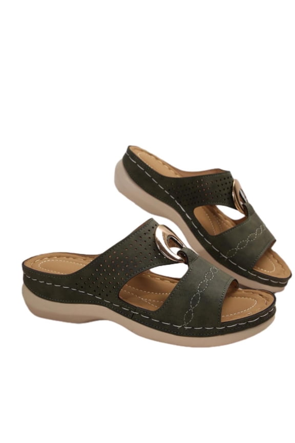 Summer Women Sandals Thick Soles Slide Sandals with Arch Support Casual Slippers Beach Sandals Comfortable Shoes Green, Size 6.5