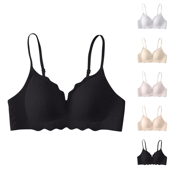 Agkizg Teen Back Beauty Bra,Molded Cup Seamless Lace Bra,Lightweight Push Up Side Smoothing Bra for Young Daily Wear (Women's or Women's Plus)