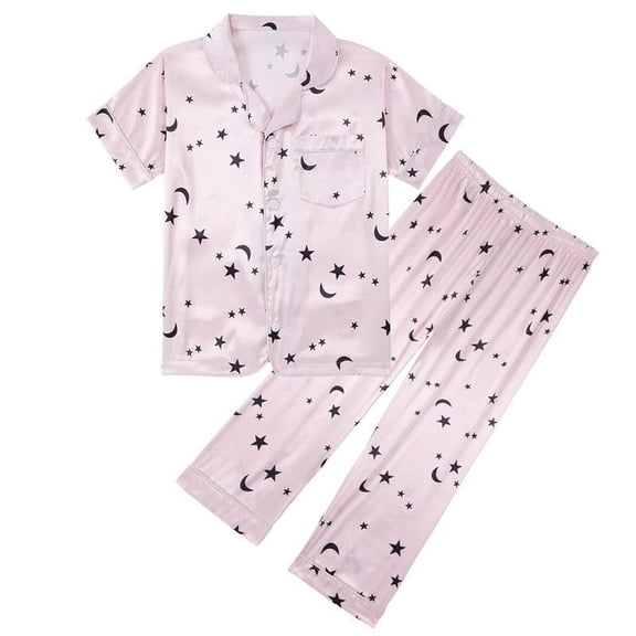 Agkizg Toddler Baby Girls Summer Pajama Sets,Sleepwear for Kids,Spring and Summer Short Sleeved Trousers Printed Pajamas for Middle and Older Children's Home Clothes Suits Pink 5 Years