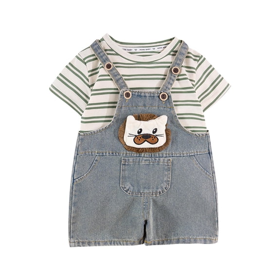 Agkizg Toddler Girls Outfit Sets Matching Sets for Kids Clothing Short Sleeve Crew Neck Graphic Print T Shirt and Suspender Pants 2 Piece Daily Casual Kids Outfit Sets