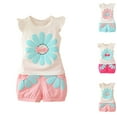 thumbnail image 1 of Agkizg 2PC Flowers Graphic Flowy Sleeve Short Sleeve Top Shorts Set Summer Outfits (Toddler Boy's or Toddler Girl's),2-Piece Set,Sizes 6 Months-5 Years, 1 of 5