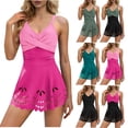 thumbnail image 1 of Agkizg Tummys Control One Piece Swimsuit,Modest Front Hollow Out Ruffle Hem Bathing Suits with Padded,Slimmings High Waist Full-Coveraged Swimwear (Women's), 1 of 6