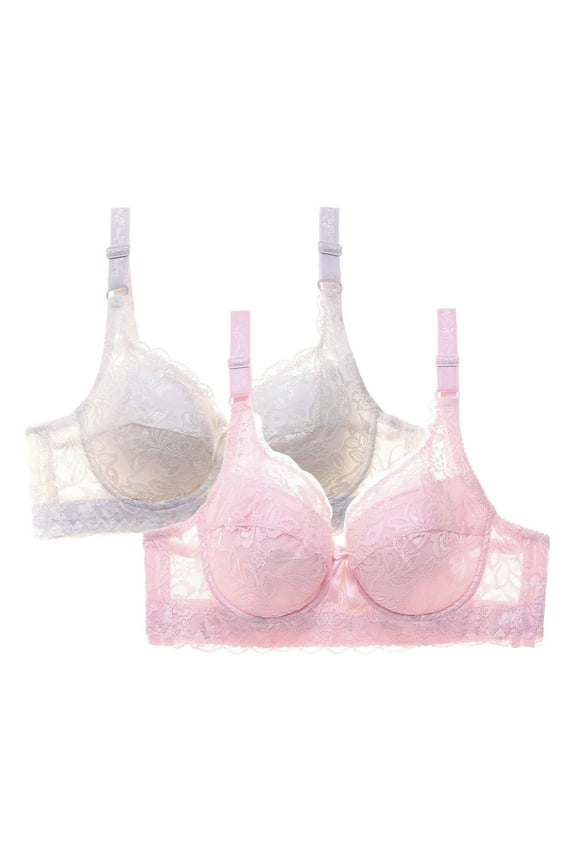 Underwire Push Up Bra Side Smoothing Breathable Full Support Everyday Wear Bralette,2-Pack (Women's or Women's Plus)